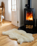 Load image into Gallery viewer, Cream Sheepskin Rug with Natural Brown Spots – Genuine Sheepskin