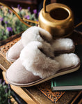 Load image into Gallery viewer, Premium Sheepskin Slippers – Handmade Natural Wool – Luxury Warm Slippers Beige colour