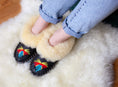 Load image into Gallery viewer, Black Sheepskin Slippers with Cream Cuff
