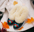 Load image into Gallery viewer, Black Sheepskin Slippers with Cream Cuff