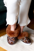 Load image into Gallery viewer, Brown Sheepskin Slip-On Slippers with Leather Sole