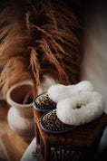 Load image into Gallery viewer, Ladies indoor shoes with leopard print on leather and white fur cuff, 100% natural product