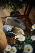 Load image into Gallery viewer, White Flower Felt Slippers with Wool