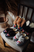Load image into Gallery viewer, Traditional sheepskin slippers, woollen lining , slip on slippers , lucky dip mules handmade in Poland, sustainability, leather soles