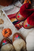 Load image into Gallery viewer, Traditional sheepskin slippers, woollen lining , slip on slippers , lucky dip mules handmade in Poland, sustainability, leather soles