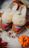 Load image into Gallery viewer, Traditional sheepskin slippers, woollen lining , slip on slippers , lucky dip mules handmade in Poland, sustainability, leather soles