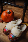 Load image into Gallery viewer, Traditional sheepskin slippers, woollen lining , slip on slippers , lucky dip mules handmade in Poland, sustainability, leather soles, gift for her