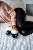 Load image into Gallery viewer, slip on sheepskin slippers, handmade leather mules with fur, leather sole, home shoes