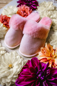 Load image into Gallery viewer, soft pink sheepskin slippers on rubber sole, very comfy and worm, natural fibre, sustainable product, women's footwear, high quality slip-on shoes