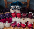 Load image into Gallery viewer, Handmade in polish mountains traditional baby booties made of leather and wool, Pure sheepskin natural baby product