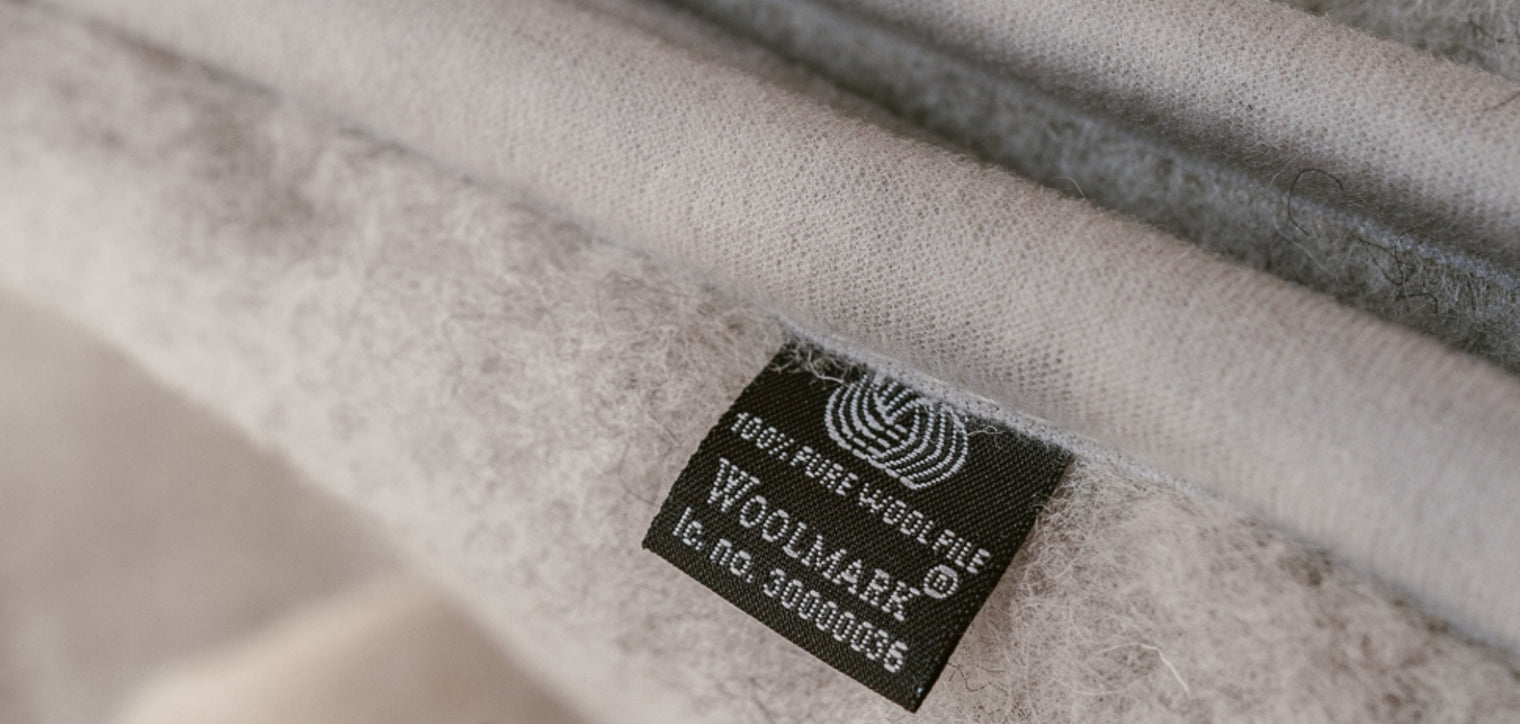 Grey merino wool blanket with Woolmark certificate