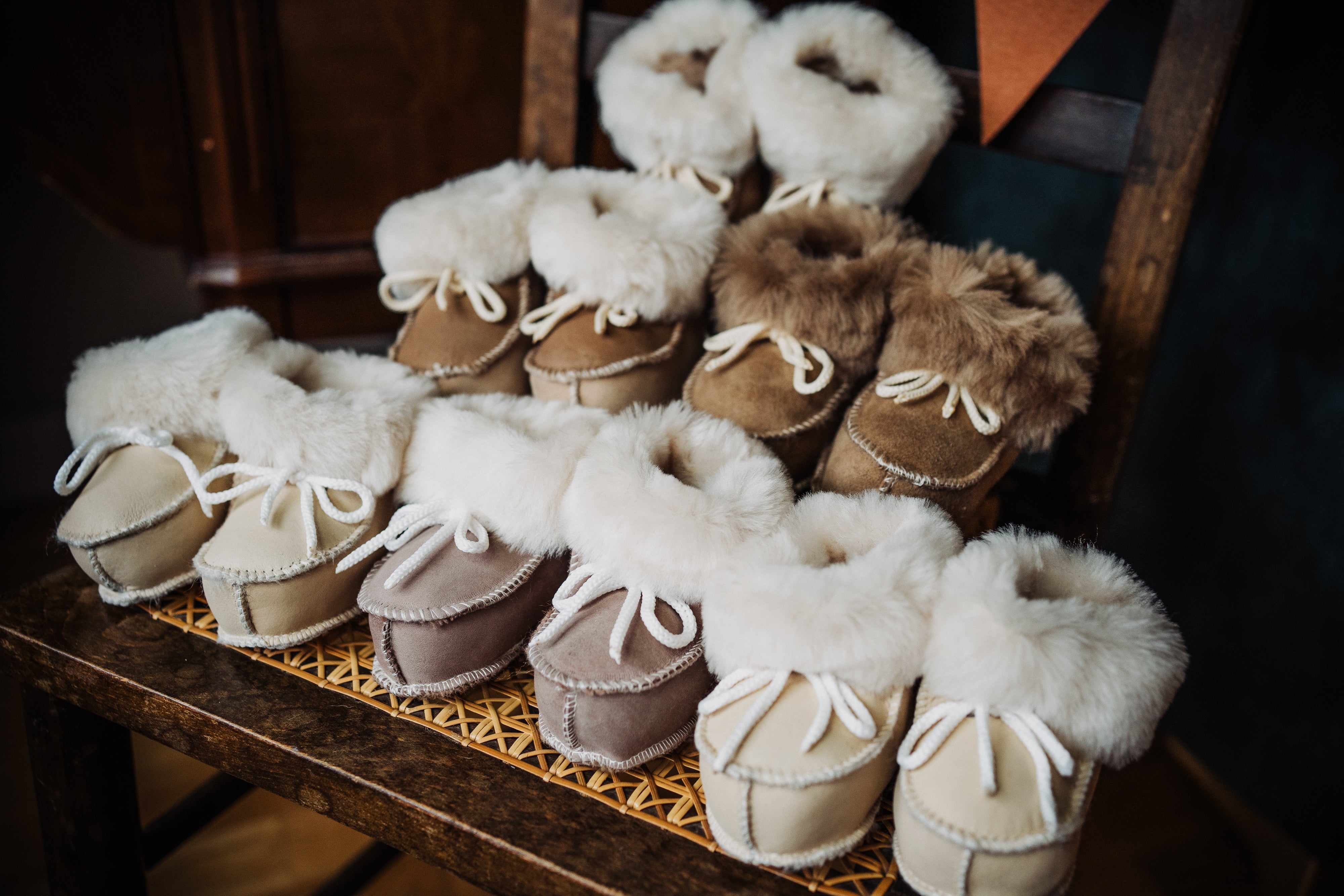 Boys sheepskin fashion slippers