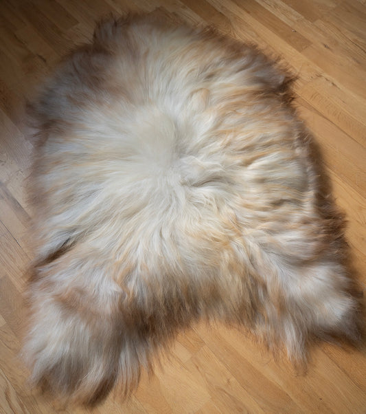 Natural Icelandic sheepskin rug, throw, cream, orange beige 12