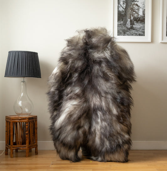 Icelandic sheepskin rug XL - grey, cream, 333