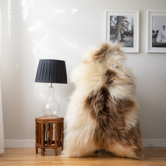 Icelandic sheepskin rug L - cream, ginger, light brown, 369