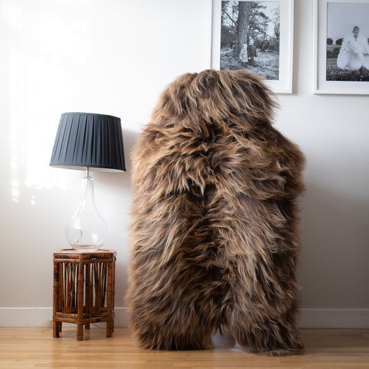 Icelandic sheepskin rug XL - ginger, brown 420