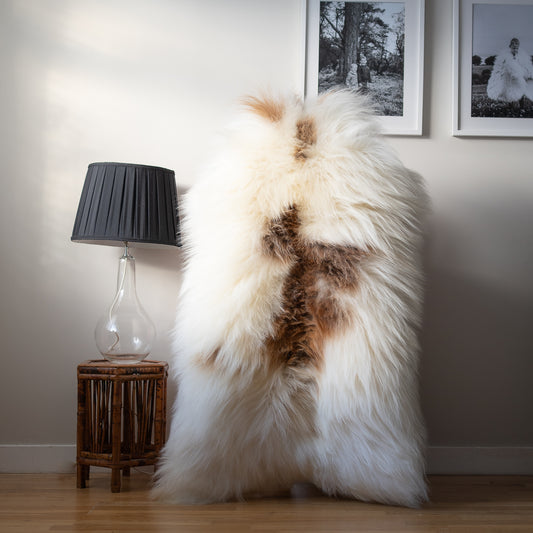 Icelandic sheepskin rug XL - cream, ginger, light brown, 423