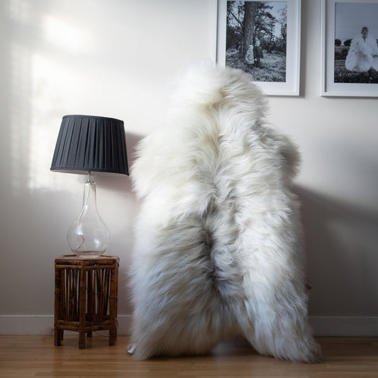 Icelandic sheepskin rug XL - cream, light grey,  425