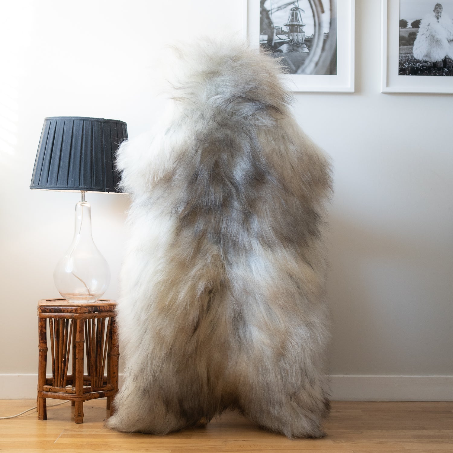 Icelandic sheepskin rug XL - cream with grey, 462