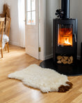 Load image into Gallery viewer, Cream Sheepskin Rug with Natural Brown Spots – Genuine Sheepskin
