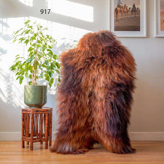 Icelandic Sheepskin Rug – Real Natural Long Wool – XXL – Cream & Light Brown – 917