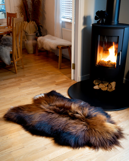 Genuine XXL Icelandic Sheepskin Rug – Real Natural Wool - Ginger and dark Brown - 130cm x 90cm - 954