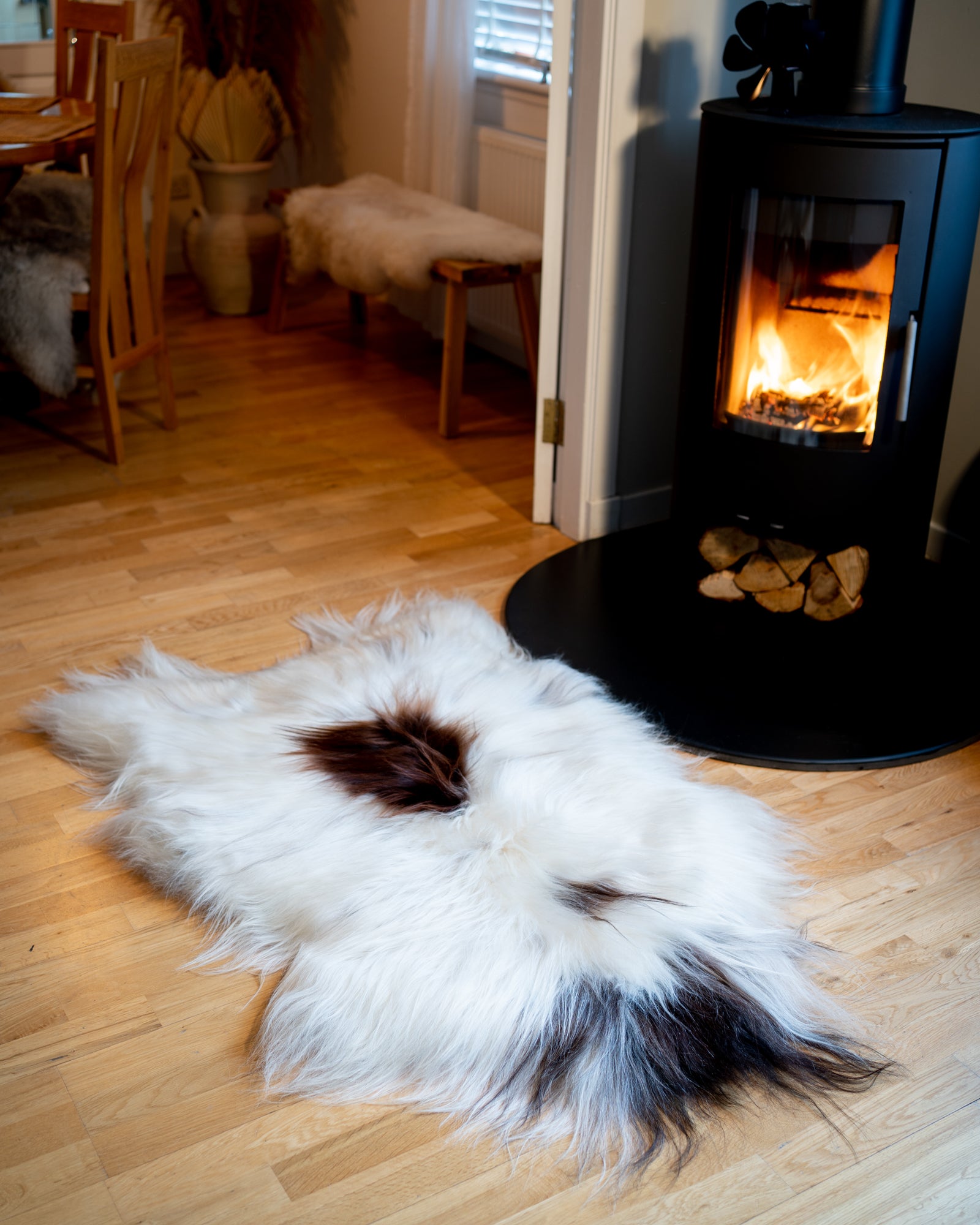 Genuine XXL Icelandic Sheepskin Rug – Real Natural Wool - Cream and Brown Spots - 140cm x 90cm - 945