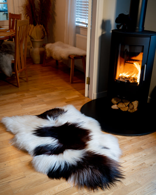 Genuine XXL Icelandic Sheepskin Rug – Real Natural Wool - Dark brown and Cream - 150cm x 90cm - 941