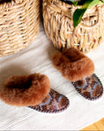 Load image into Gallery viewer, Brown Sheepskin Slip-On Slippers with Leather Sole
