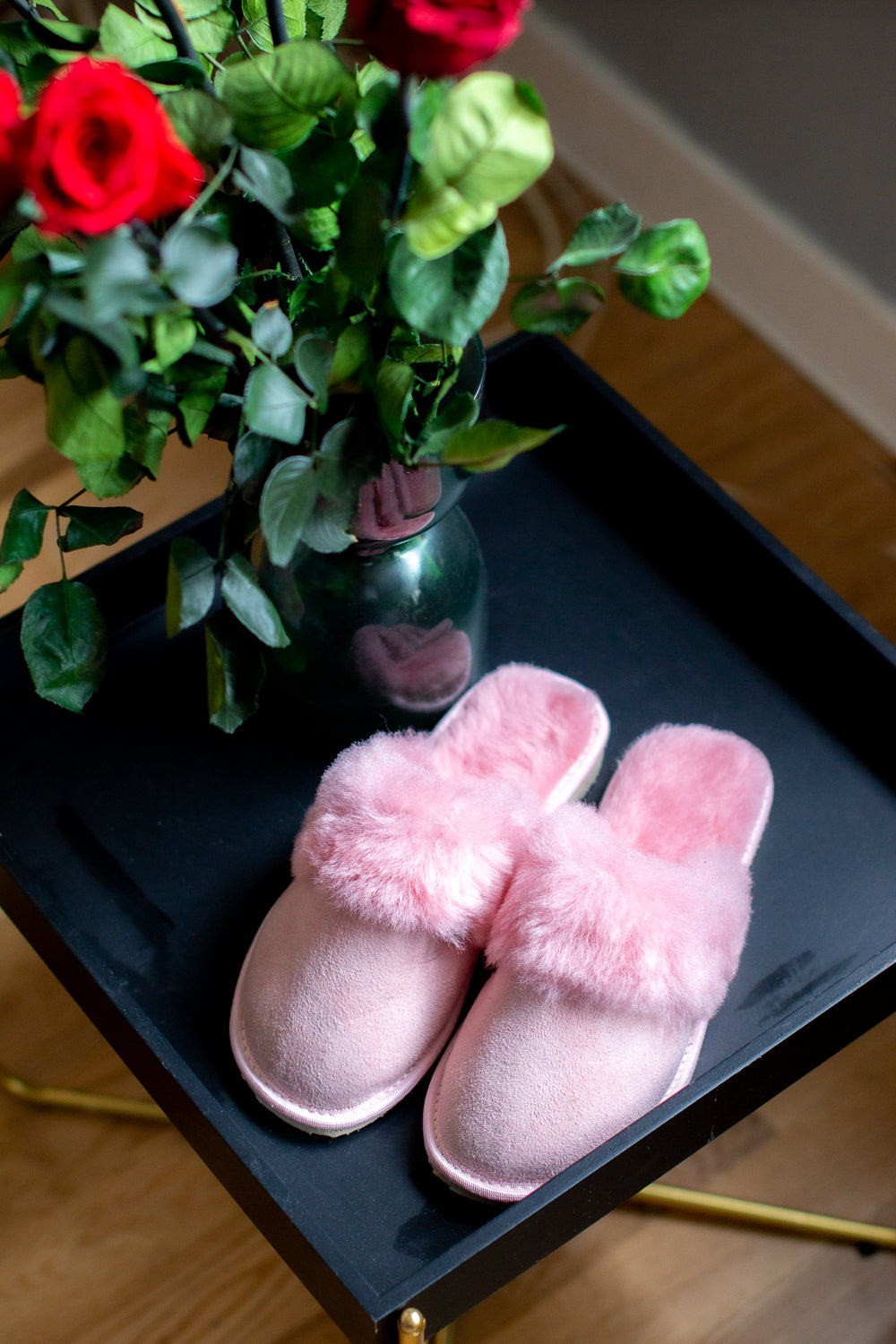 Premium Sheepskin Slippers – Handmade Natural Wool – Luxury Warm Slippers Pink colour