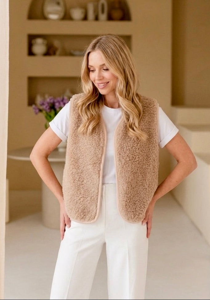 Women's Merino Wool Vest - Oat