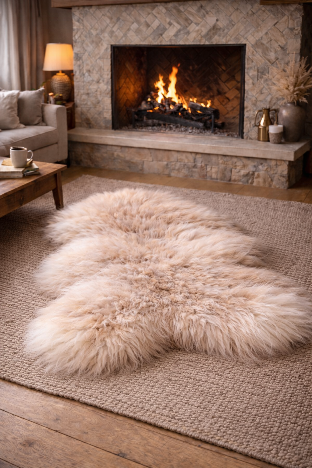 Icelandic Sheepskin Rug - Cappuccino Colour– Real Natural Long Wool – All Sizes