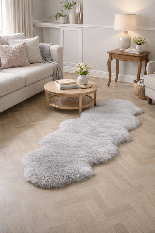 double sheepskin rug on the floor