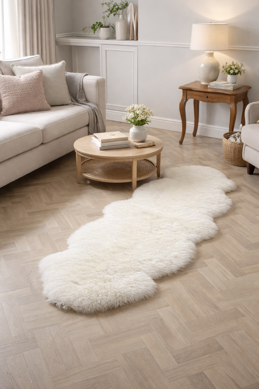 Double Sheepskin Rug – Real Natural Sheepskin – Cream Scandinavian Sheepskin Throw