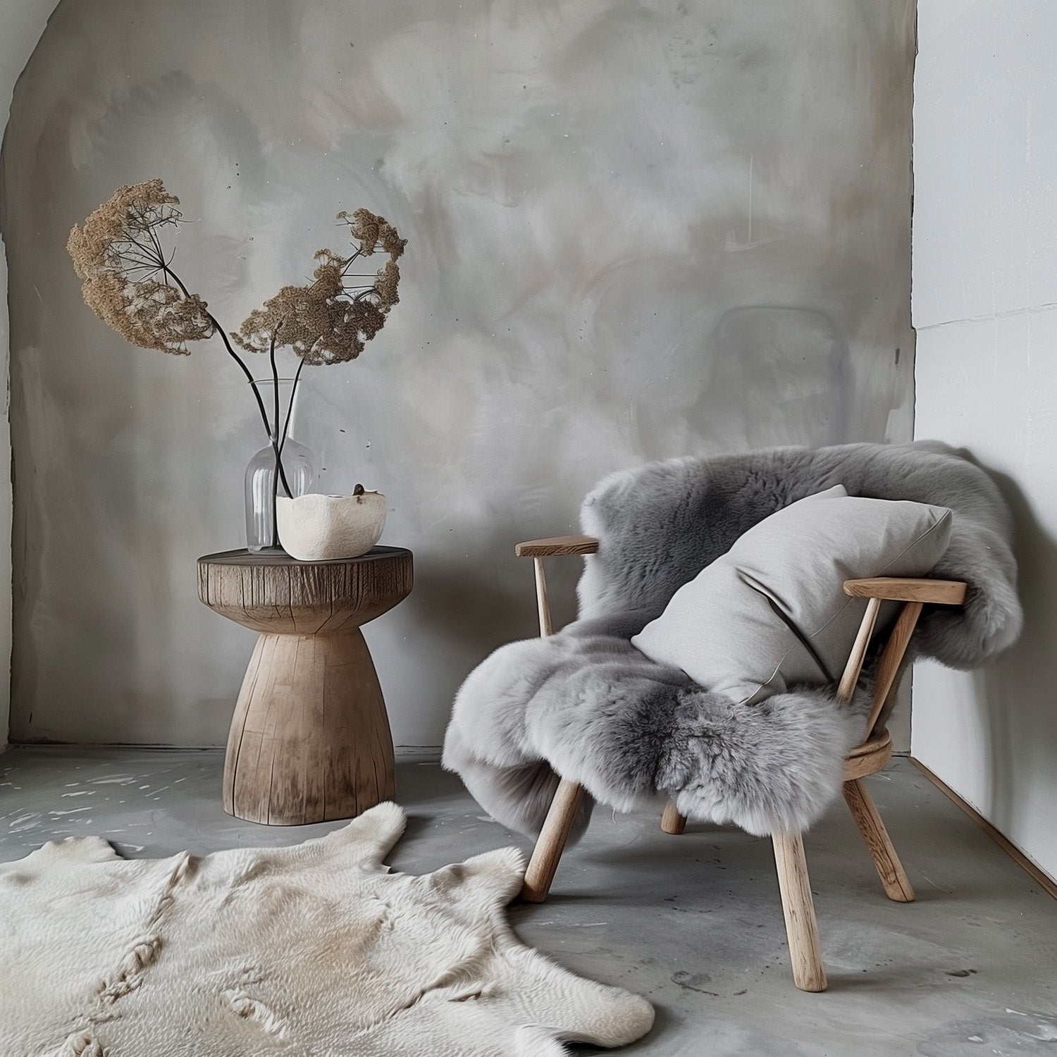 Silver Grey Sheepskin Rug, throw - Soft and Plush Home Decor
