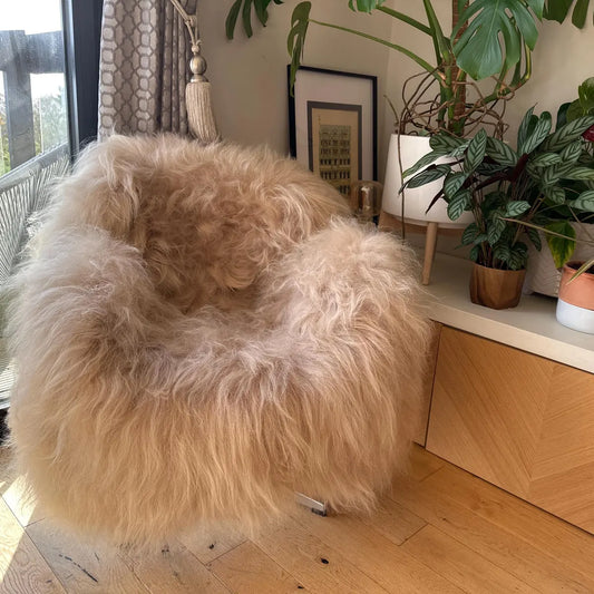Icelandic Sheepskin Rug - Cappuccino Colour– Real Natural Long Wool – All Sizes