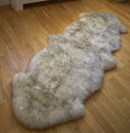 Load image into Gallery viewer, sheepskin rug cream and grey, on the floor, long fur skin
