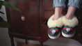 Load and play video in Gallery viewer, CREAM HANDMADE EMBROIDERED SHEEPSKIN SLIPPERS
