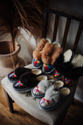Load image into Gallery viewer, Traditional sheepskin slippers, woollen lining , slip on slippers , lucky dip mules handmade in Poland, sustainability, leather soles
