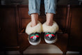 Load image into Gallery viewer, CREAM HANDMADE EMBROIDERED SHEEPSKIN SLIPPERS
