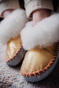 Load image into Gallery viewer, Sheepskin Slippers Gold moccasins
