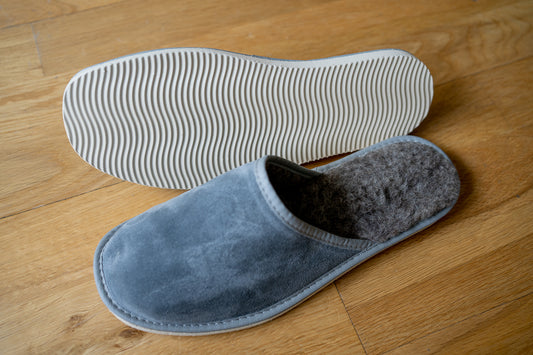 Men's Suede leather slippers with wool