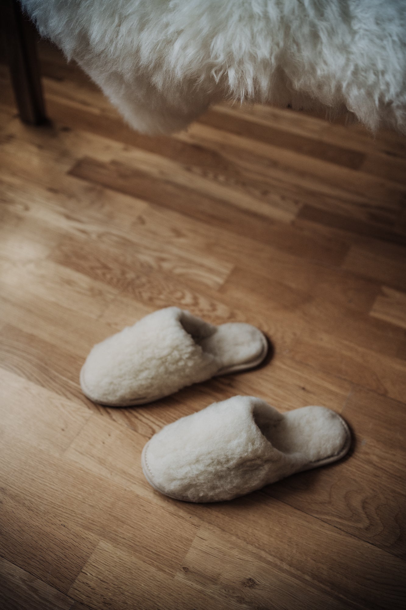 slip-on slippers, crem wool slippers, women's footwear, house shoes, lightweight slippers, natural fibre, rubber sole, comfortable house footwear, warm and cosy, gift for her