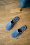 Load image into Gallery viewer, bamboshe mens slip on slippers on the floor  in grey colour made of suede and wool
