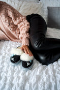 Load image into Gallery viewer, slip on sheepskin slippers, handmade leather mules with fur, leather sole, home shoes

