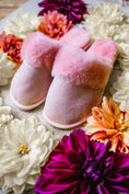 Load image into Gallery viewer, soft pink sheepskin slippers on rubber sole, very comfy and worm, natural fibre, sustainable product, women's footwear, high quality  slip-on shoes
