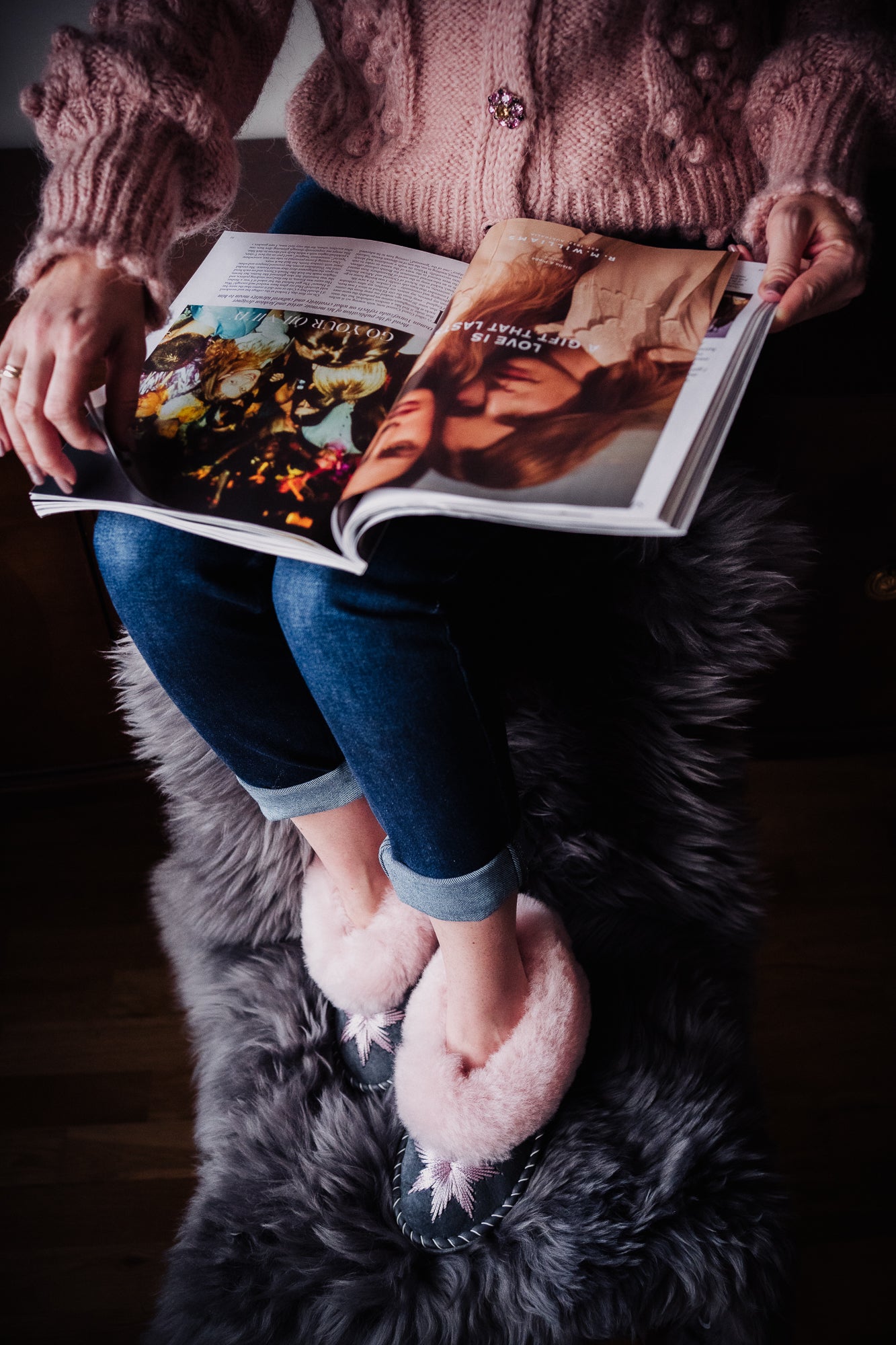 Handmade 2024 sheepskin slippers